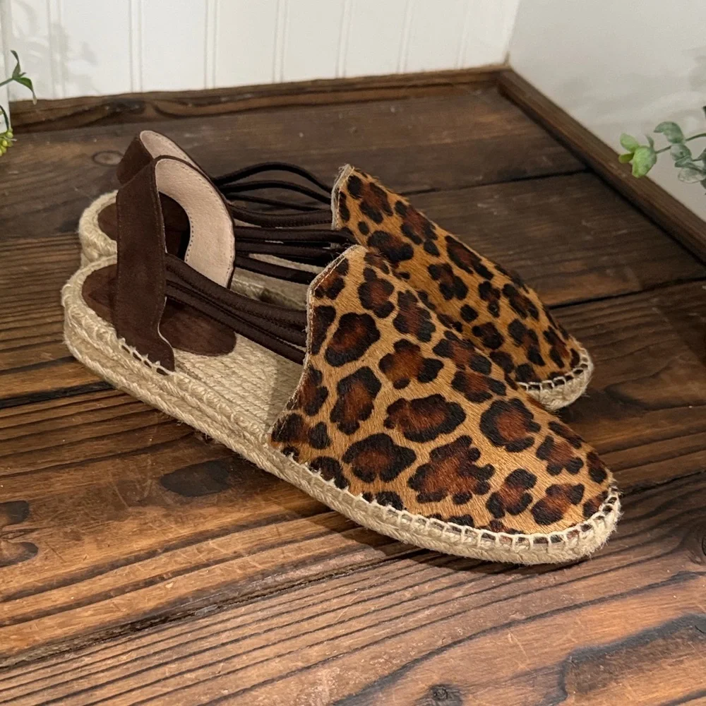 Picon Horse Hair Leopard Print slingback Espadrille Flats